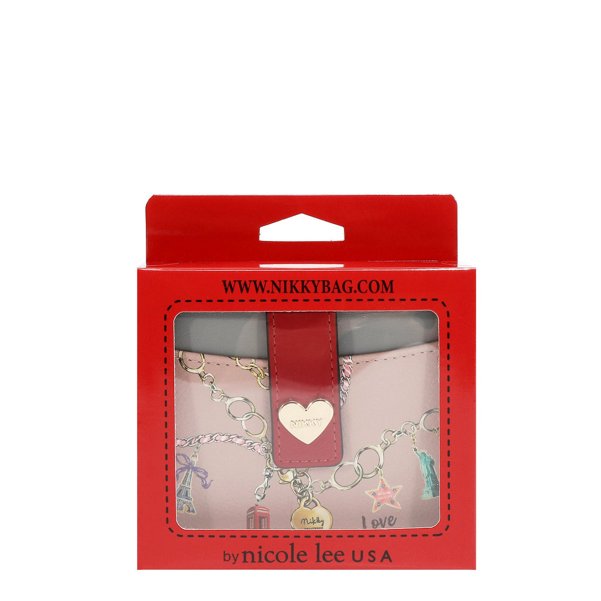 PORTAFOGLIO COMPATTO CON BOTTONE CUORE (LOVE CHAIN)