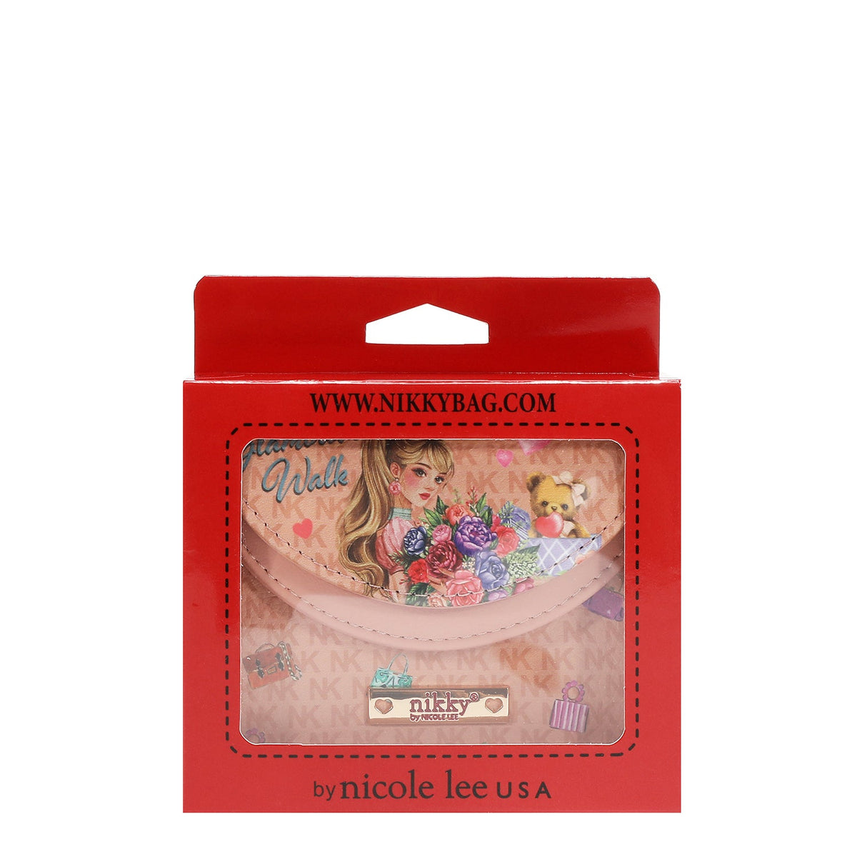 PORTAFOGLIO COMPATTO A DOPPIA PATTA (GLAMOROUS WALK - ROSA)