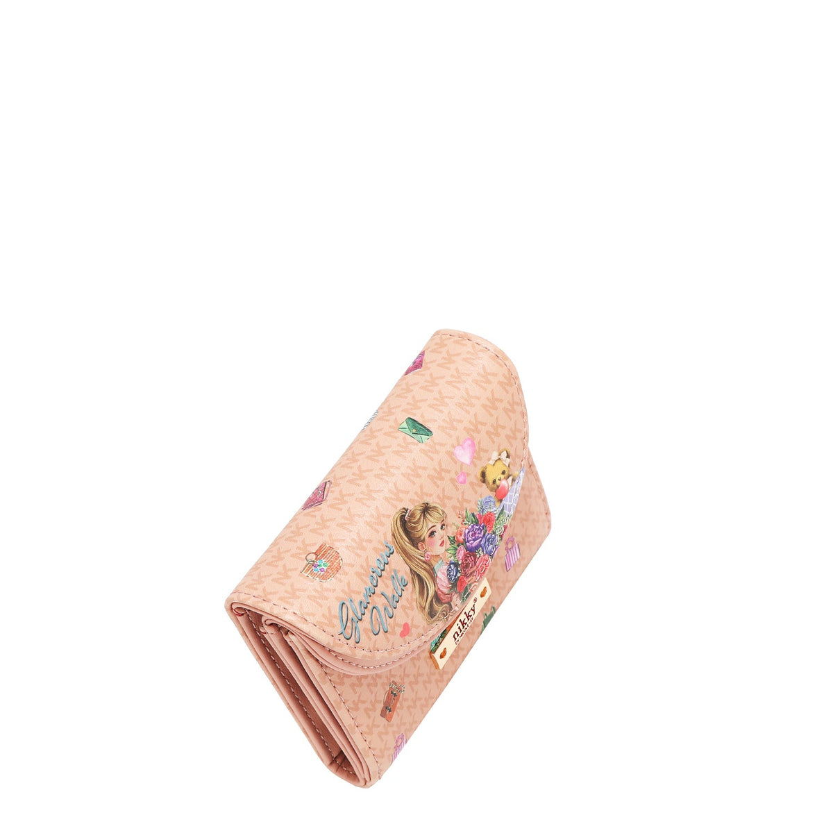 PORTAFOGLIO COMPATTO A DOPPIA PATTA (GLAMOROUS WALK - ROSA)