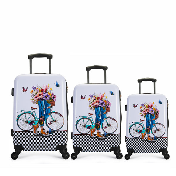 SET OF 3 ABS PLASTIC SUITCASES <tc>STEP BY STEP</tc>