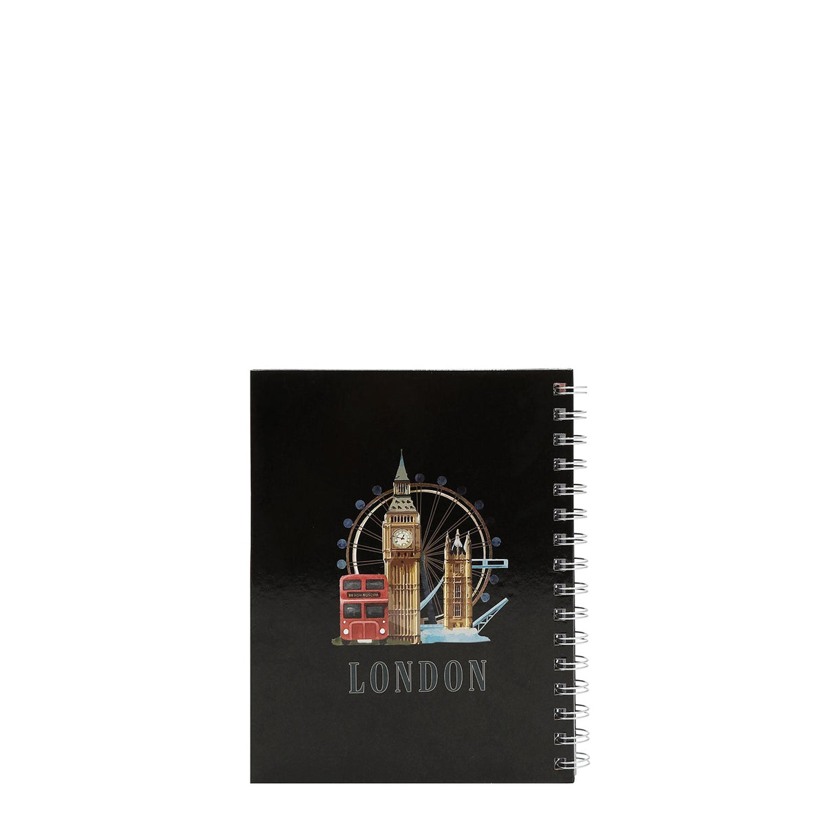 AGENDA ESPIRAL CON BOLSILLO CON CREMALLERA Y NOTAS ADHESIVAS (LONDON EYE-NEGRO)