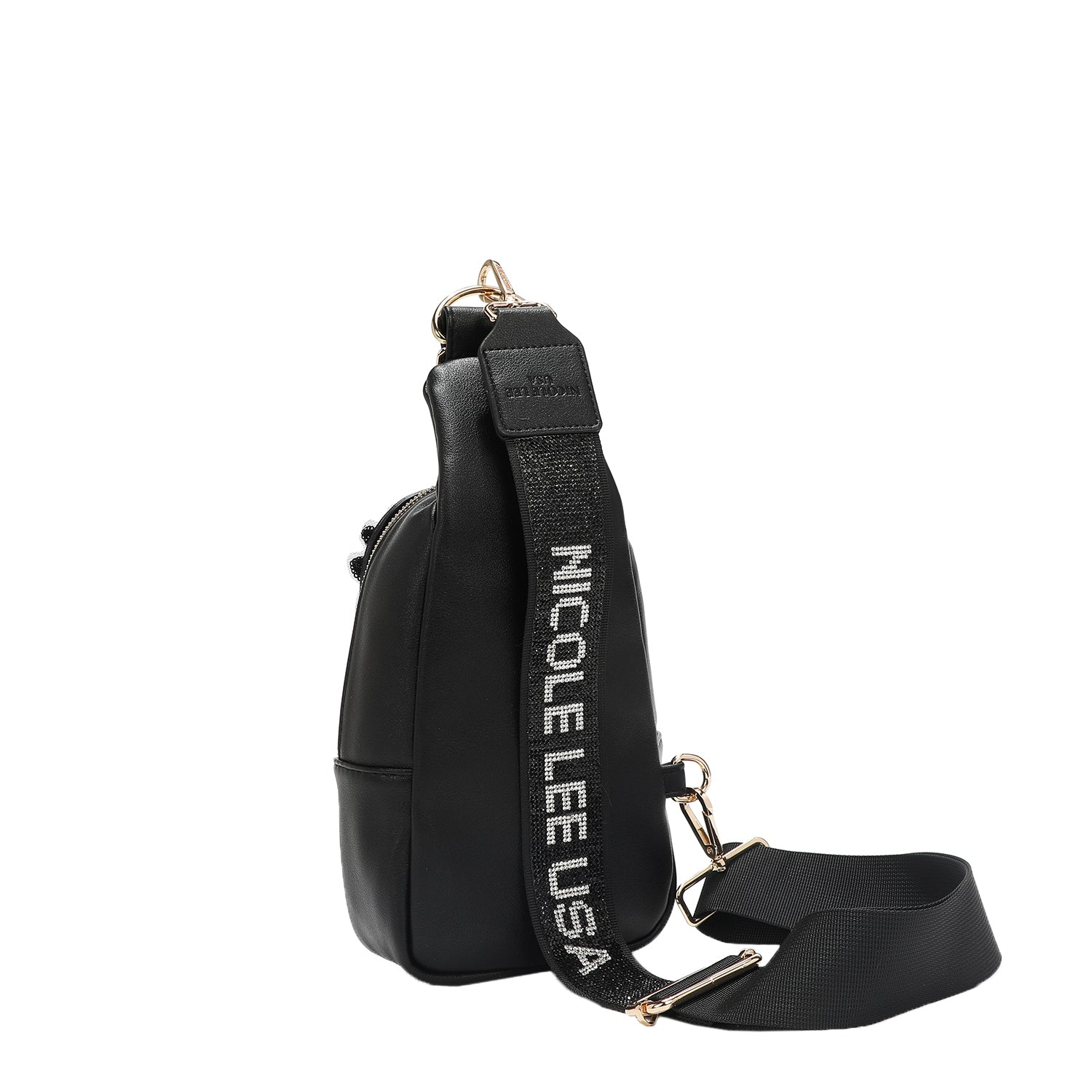 ZAINO A TRACOLLA CON FIORI DI PAILLETTES (NERO)