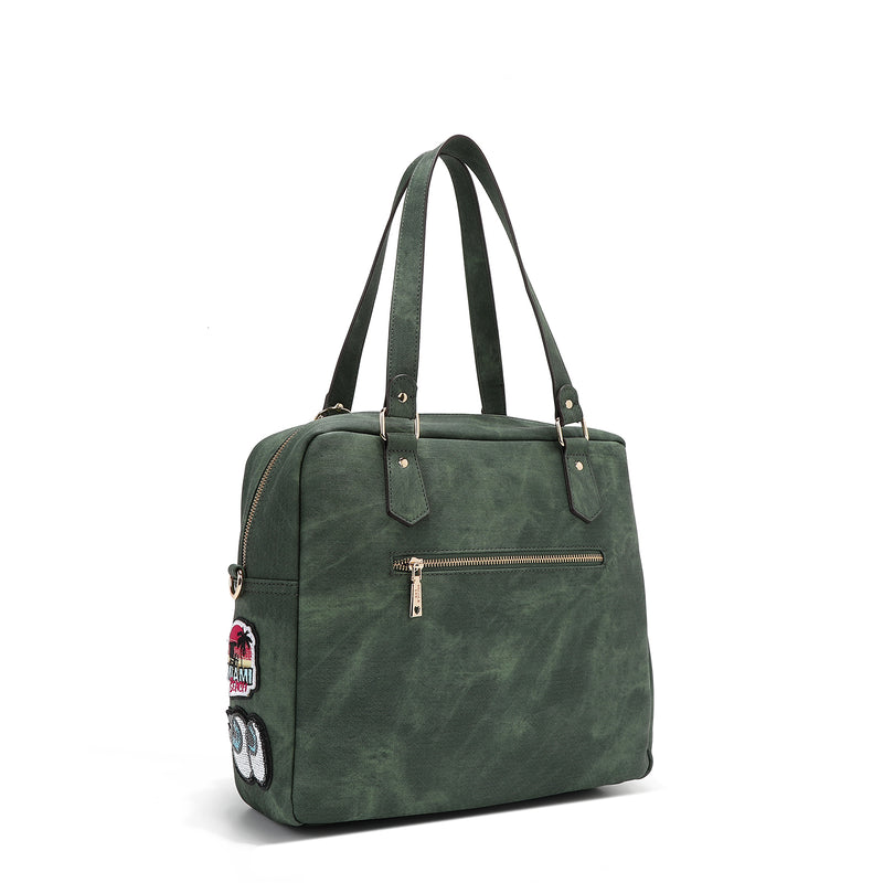 BORSA CON CERNIERA E TOPPE MULTIPLE (VERDE)