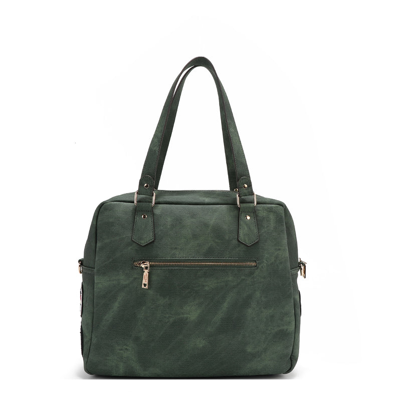 BORSA CON CERNIERA E TOPPE MULTIPLE (VERDE)