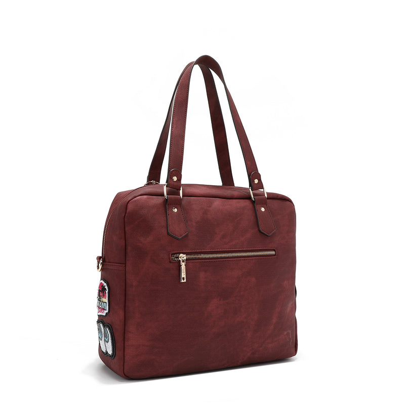 BORSA CON CERNIERA E TOPPE MULTIPLE (ROSSO)