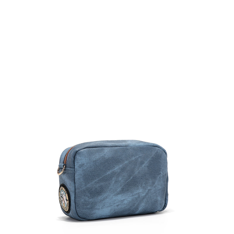 SAC BANDOULIÈRE AVEC PLUSIEURS PATCHS (BLEU)