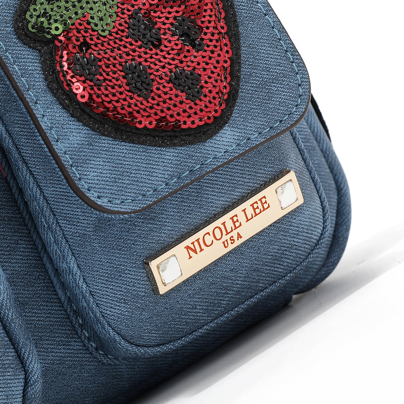 CROSSBODY BAG WITH MULTIPLE PATCHES (BLUE)