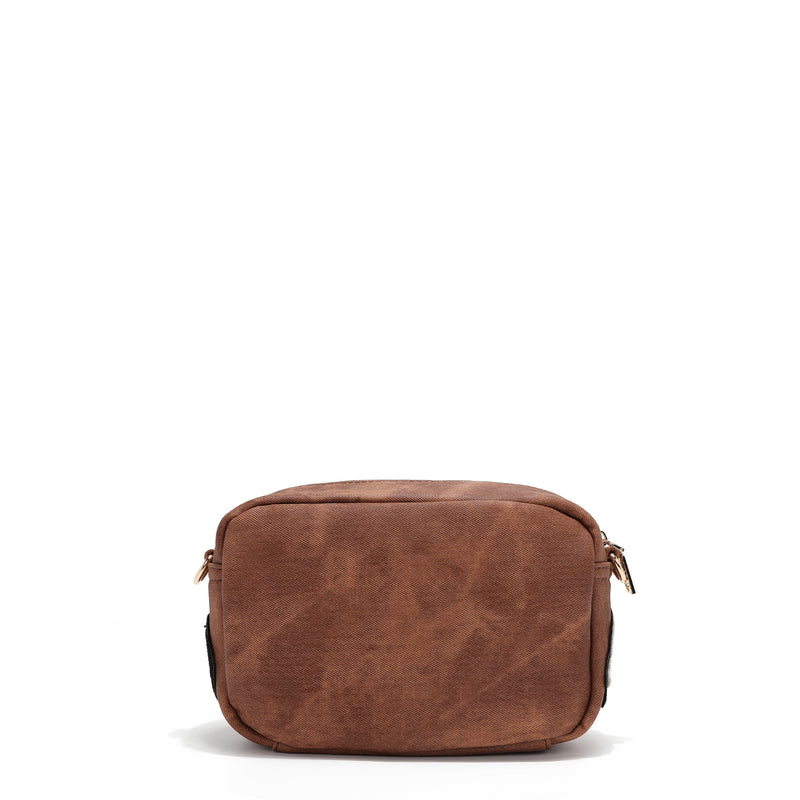 SAC BANDOULIÈRE AVEC PLUSIEURS PATCHS (MARRON)