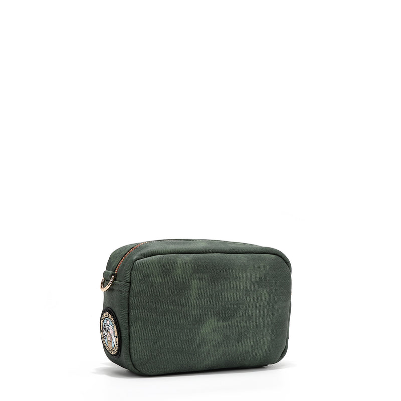 BORSA A TRACOLLA CON PATCH MULTIPLI (VERDE)