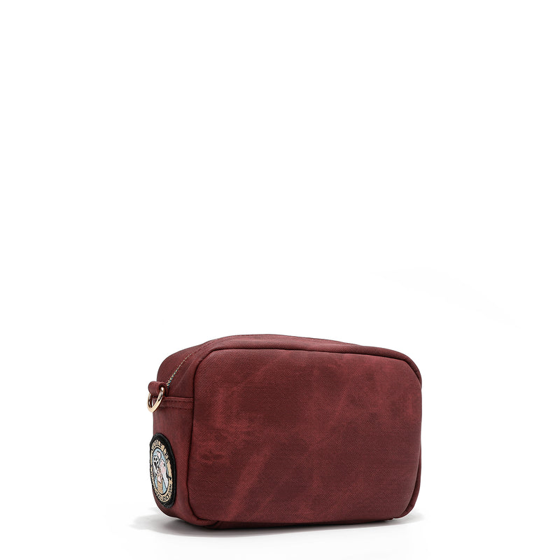 BORSA A TRACOLLA CON PATCH MULTIPLI (ROSSO)