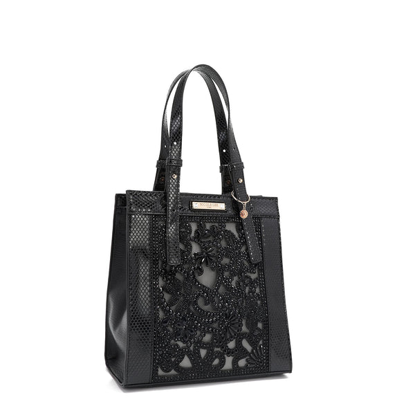 TOTE PEQUENO COM RENDA (PRETO)