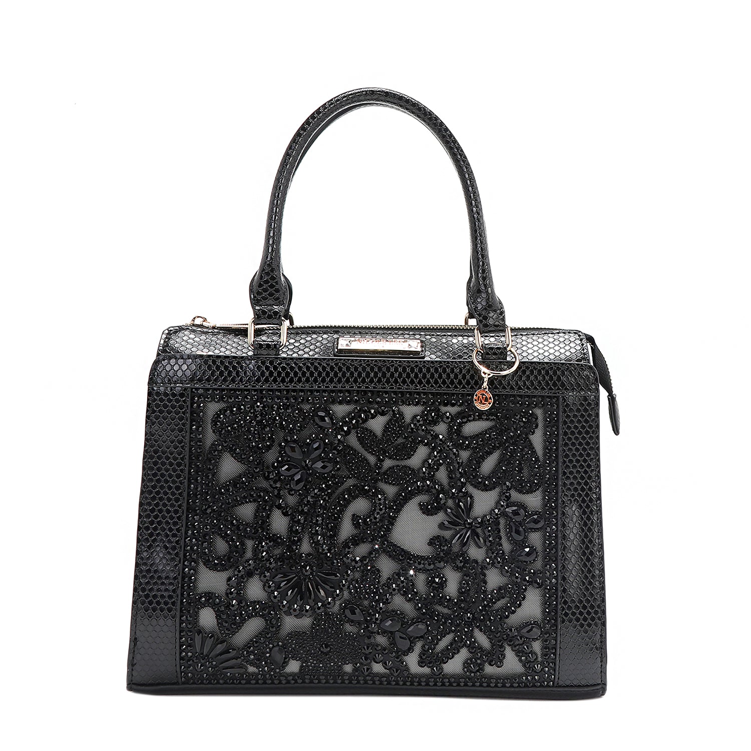 BOLSO SATCHEL CON ENCAJE (NEGRO)
