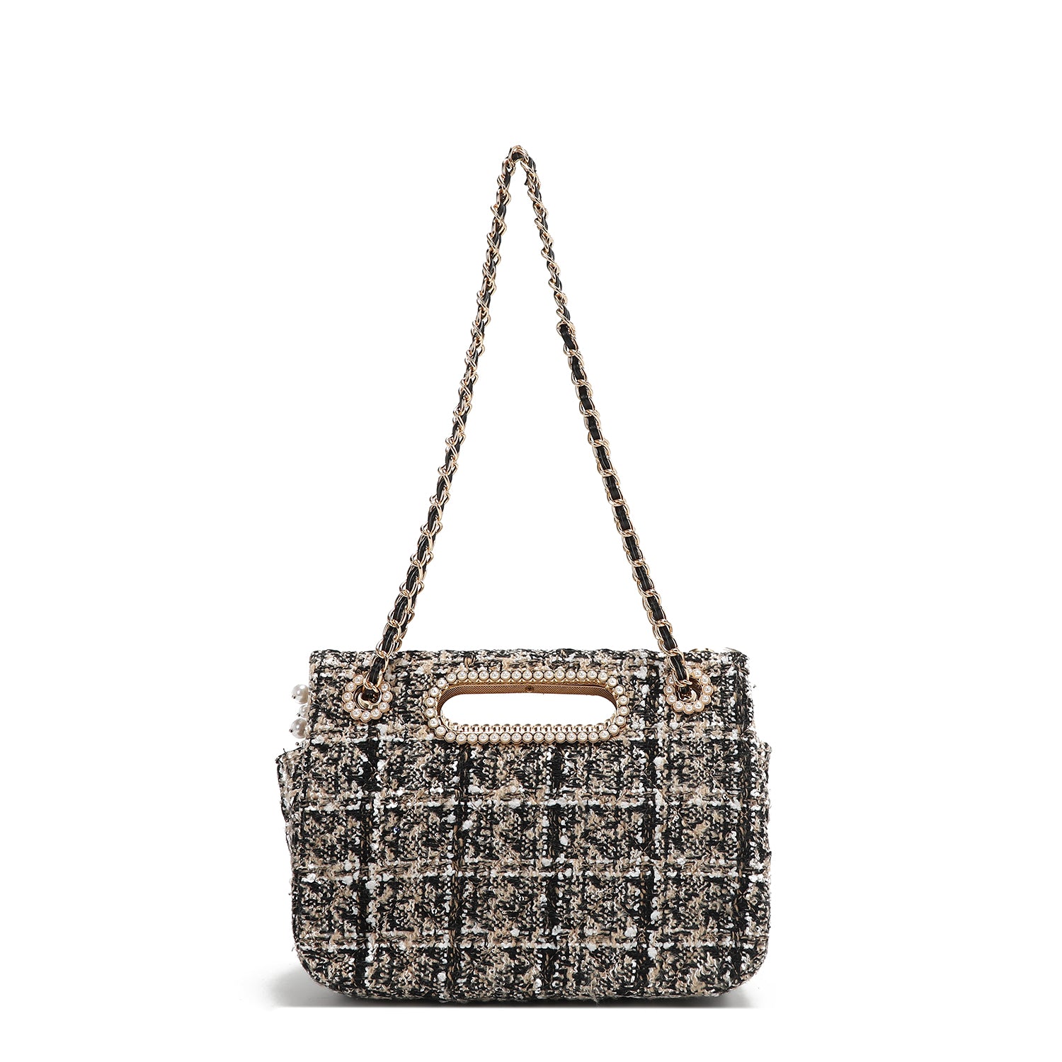 CLUTCHTASCHE IM TWEED-STIL MIT KLAPPE (BEIGE)