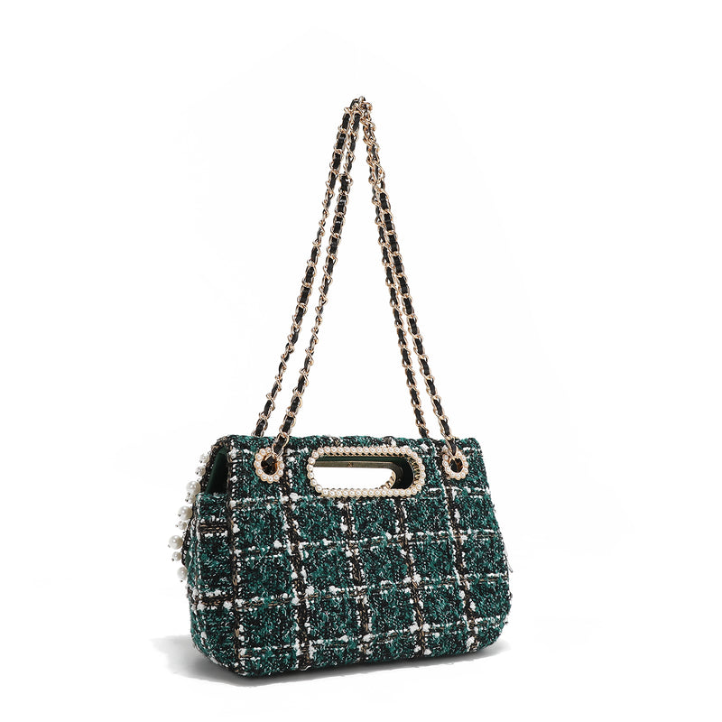 POCHETTE STILE TWEED CON PATTA (VERDE)