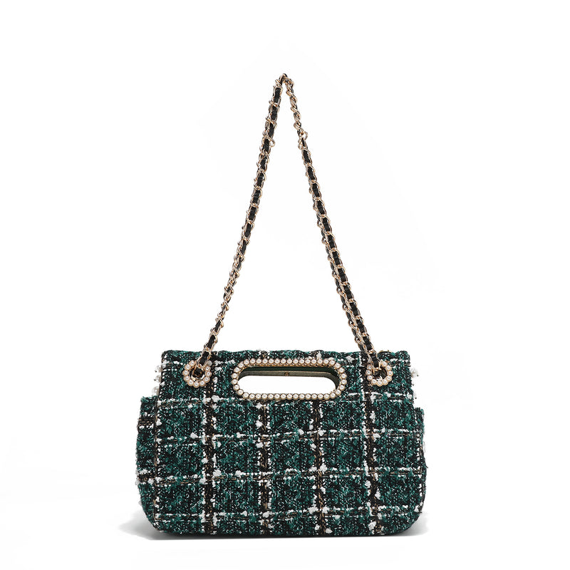 POCHETTE STILE TWEED CON PATTA (VERDE)