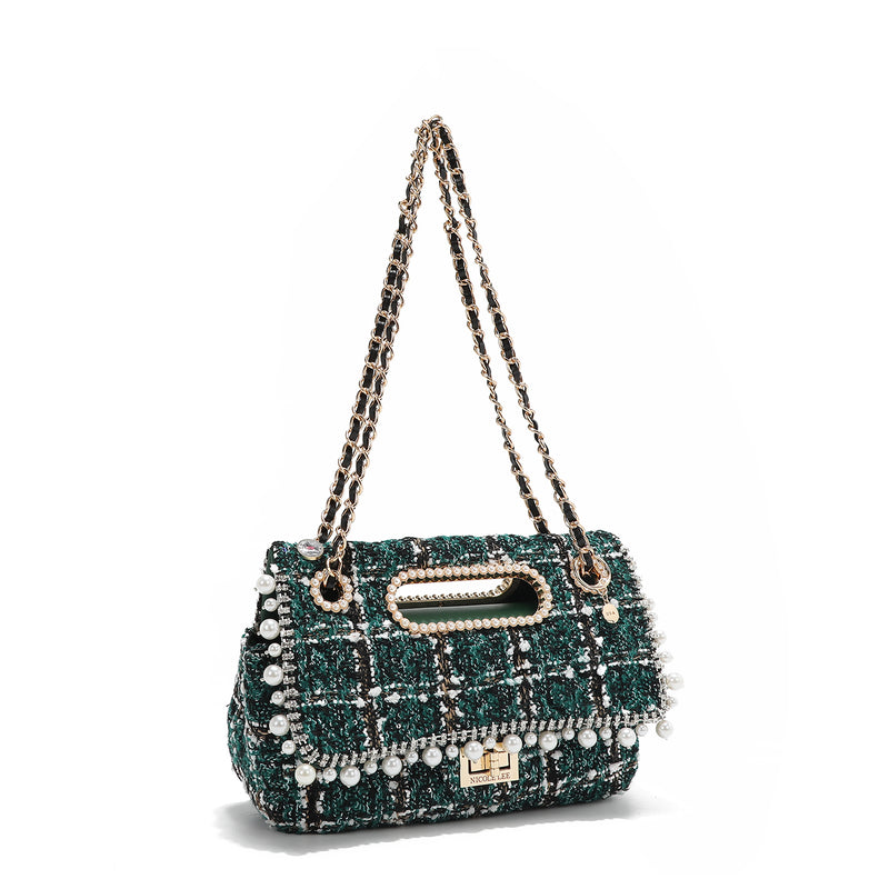 POCHETTE STILE TWEED CON PATTA (VERDE)