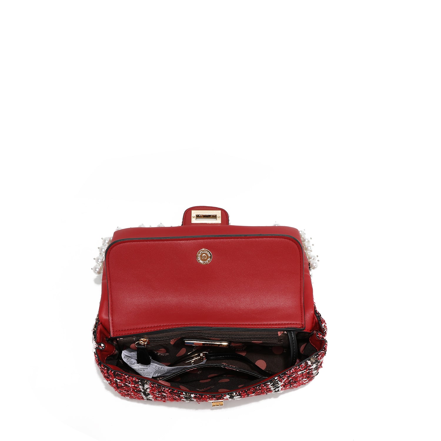 Clutch-Tasche im Tweed-Stil mit Klappe (schwarz)