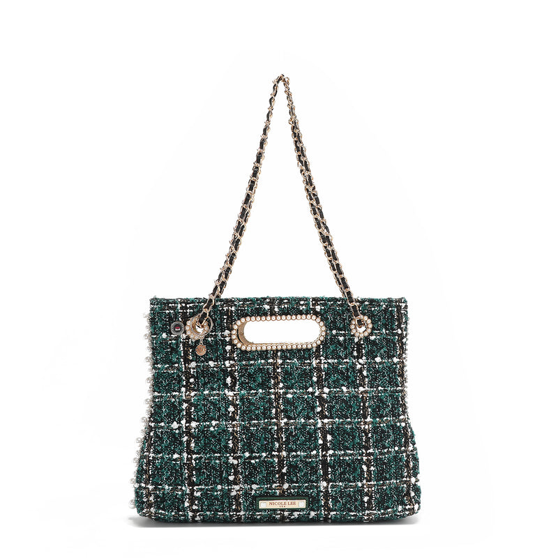 BOLSO CLUTCH ESTILO TWEED (VERDE)