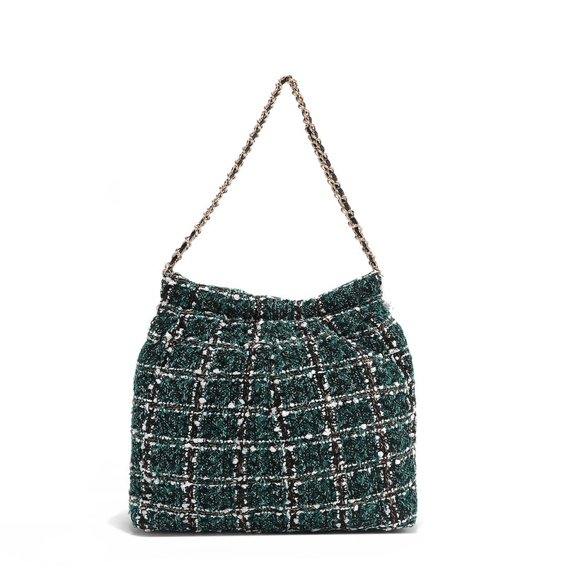 BOLSO DE HOMBRO ESTILO TWEED (VERDE)