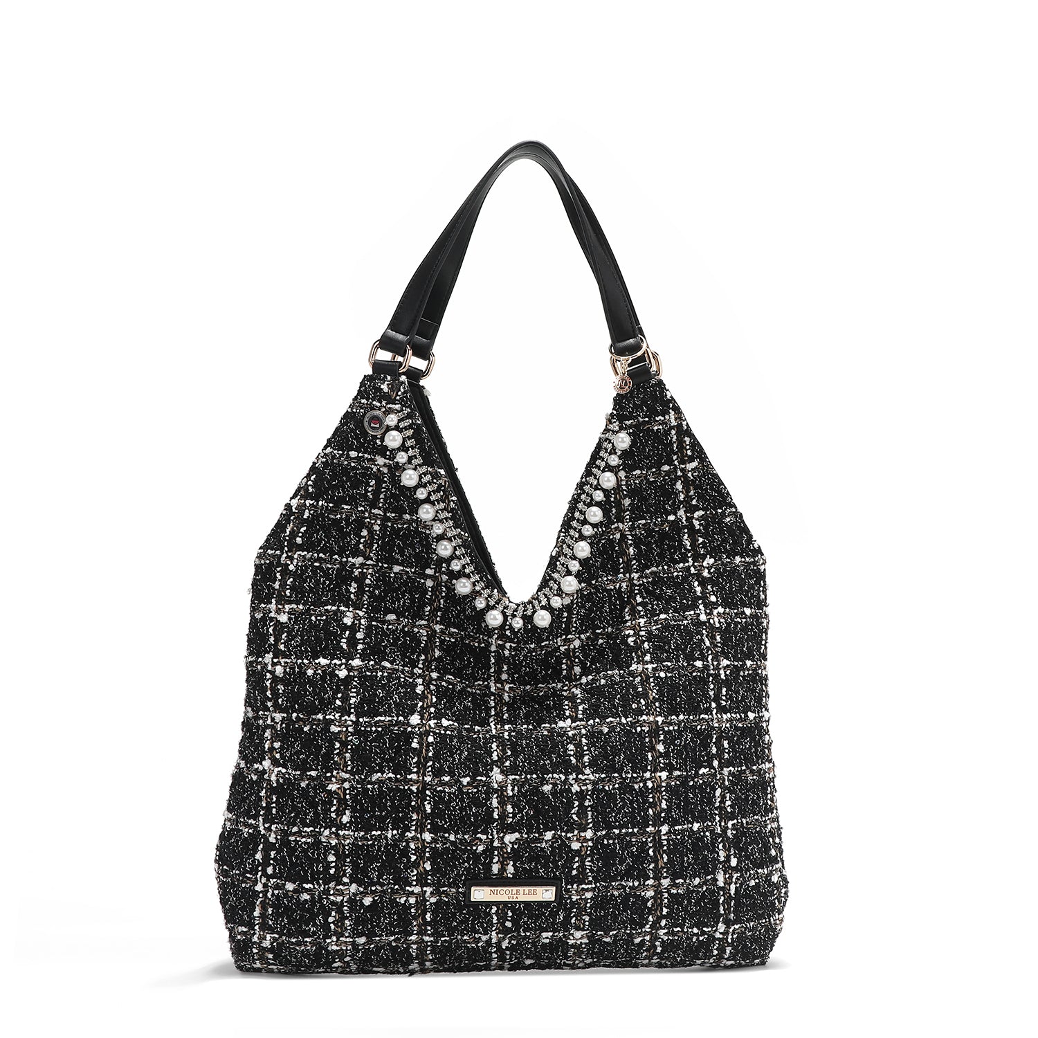 BOLSA HOBO ESTILO TWEED GRANDE (PRETA)