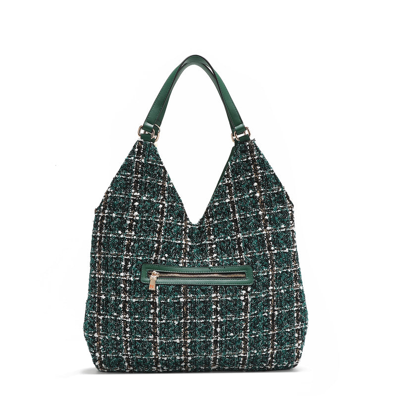 BOLSO HOBO GRANDE ESTILO TWEED (VERDE)