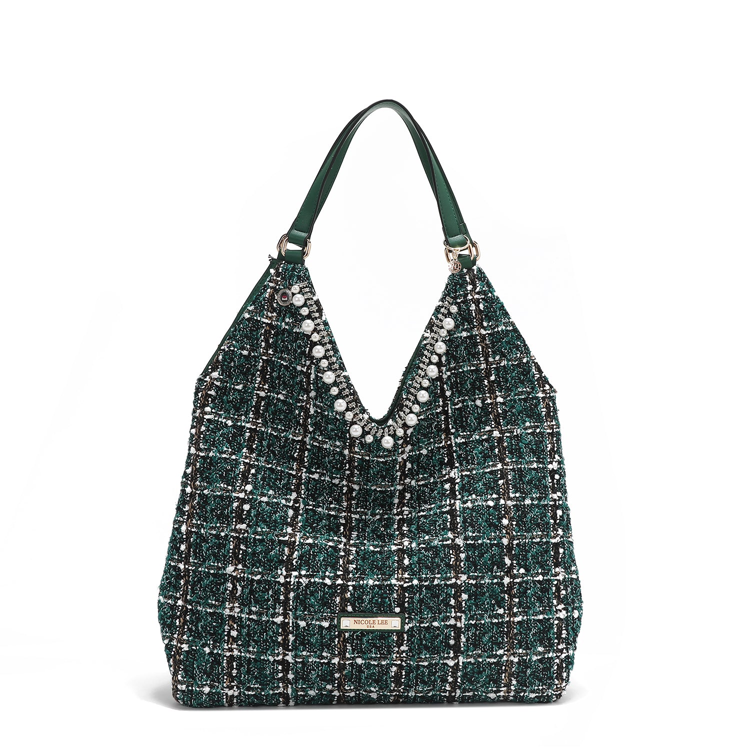 BOLSA HOBO ESTILO TWEED GRANDE (VERDE)