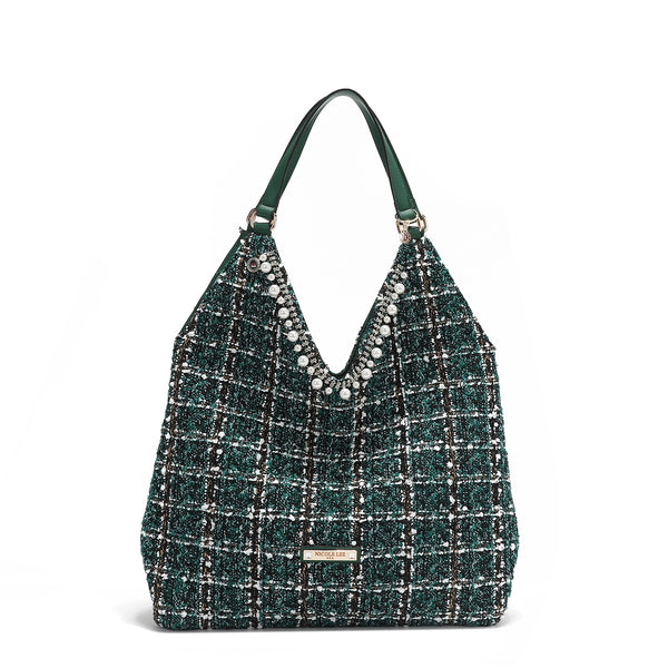 BOLSO HOBO GRANDE ESTILO TWEED (VERDE)