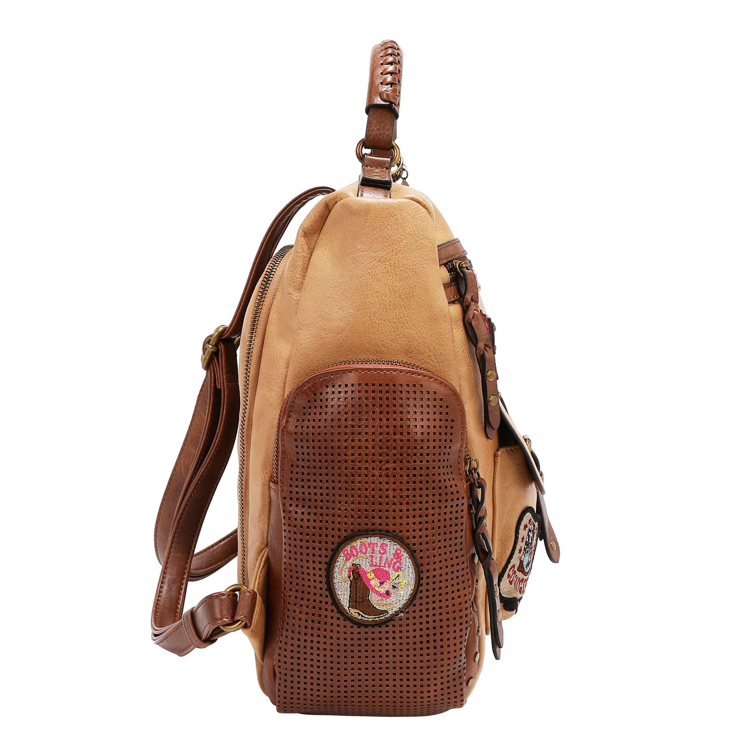 MOCHILA VINTAGE CON PARCHE (MARRON)