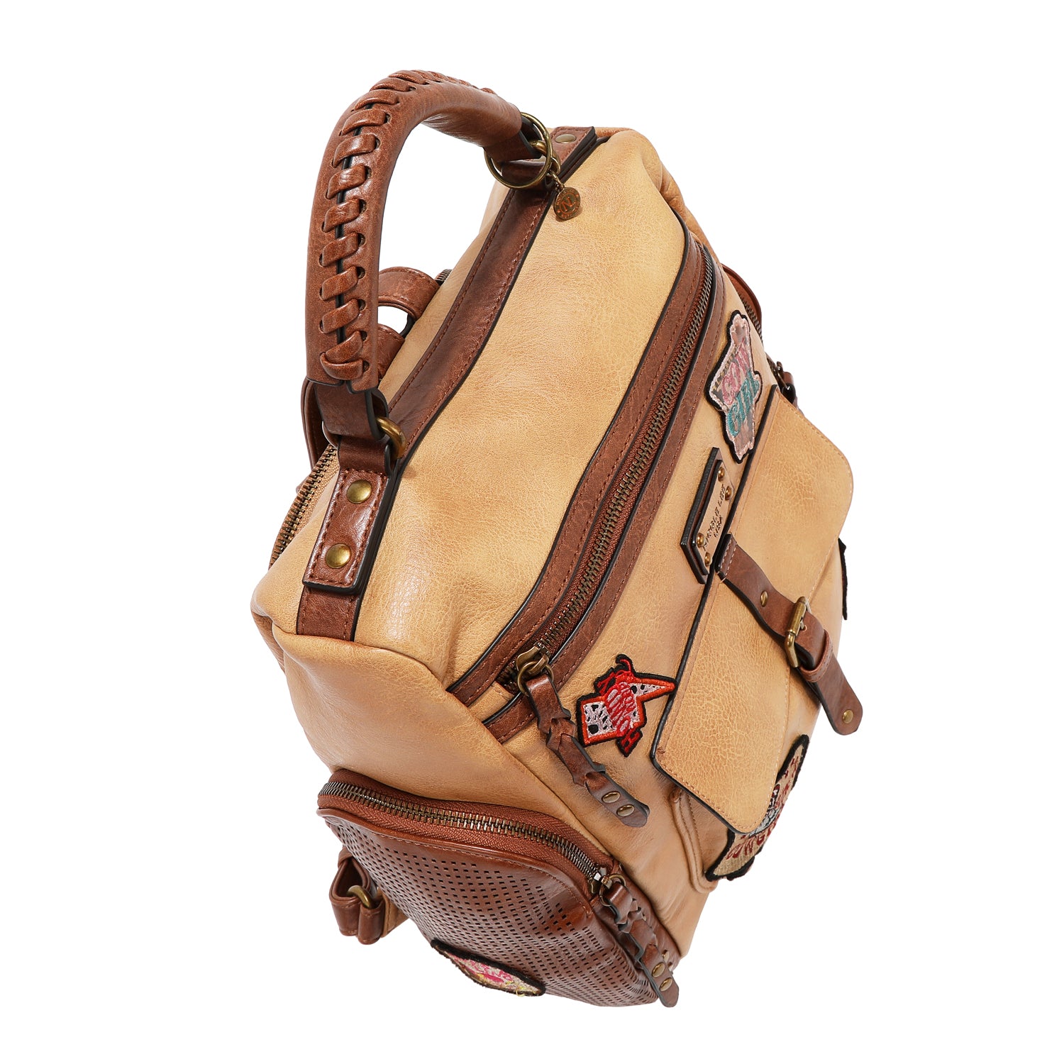 MOCHILA VINTAGE CON PARCHE (MARRON)