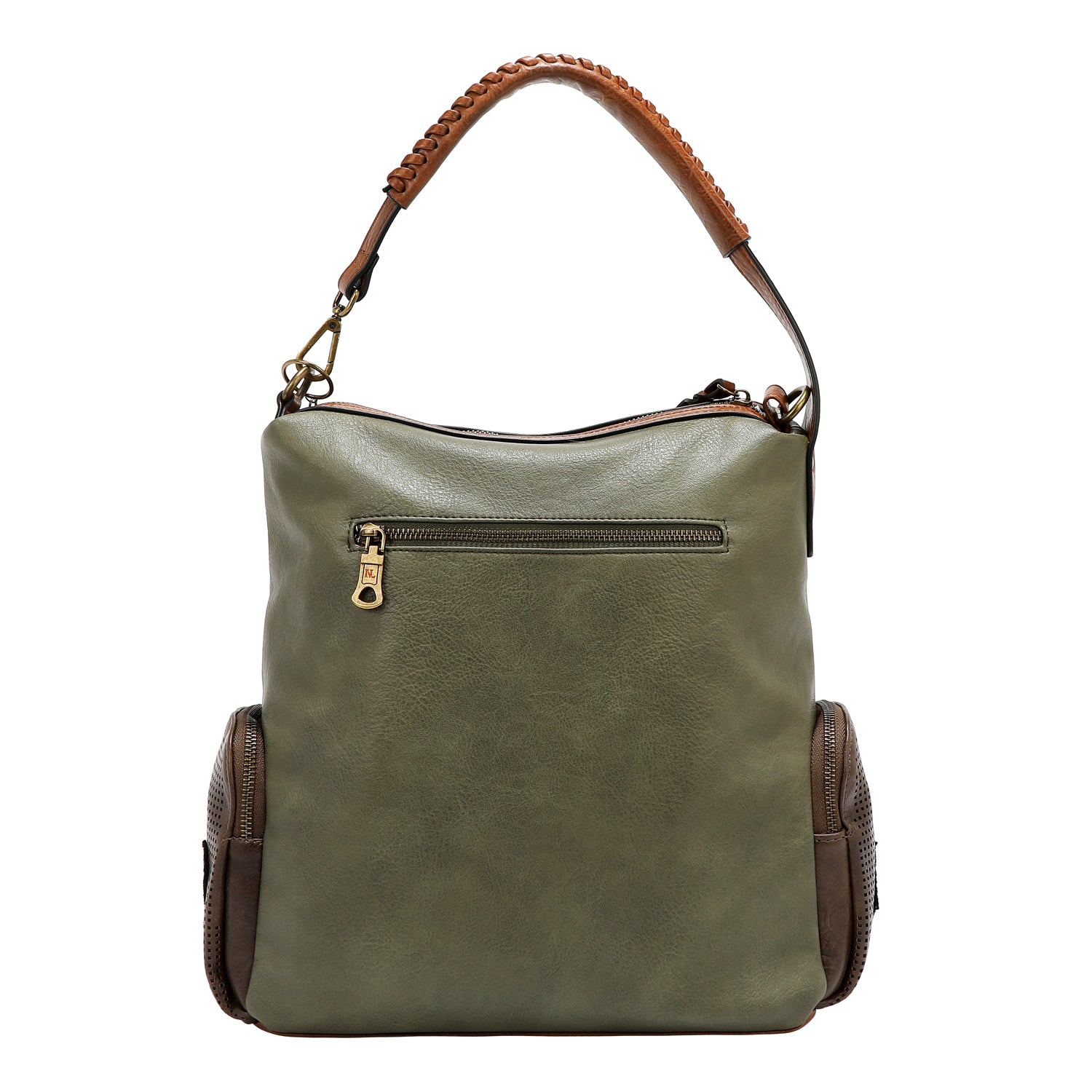 BOLSO HOBO CON PARCHE VINTAGE (OLIVA)