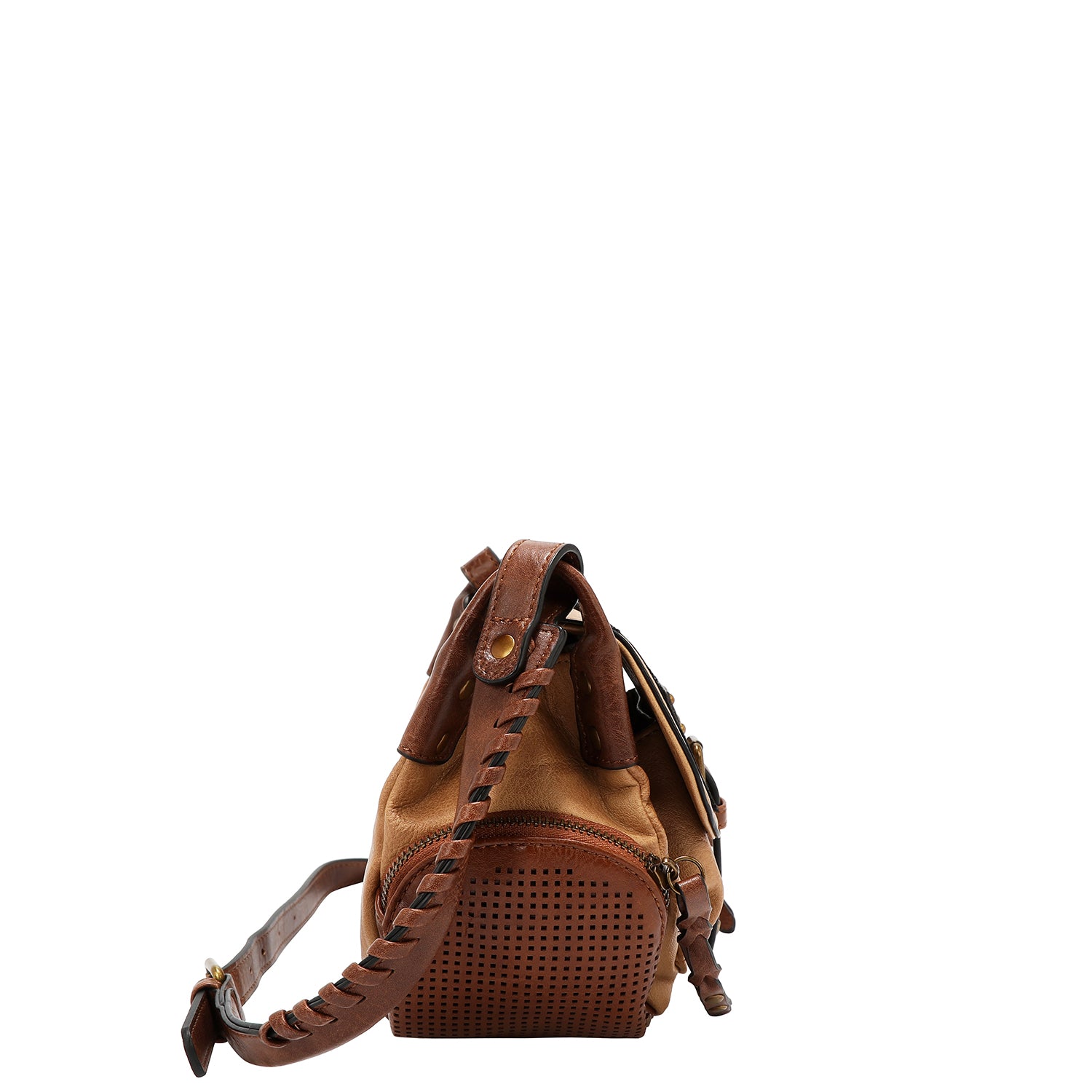 BOLSO DE HOMBRO VINTAGE CON PARCHE (MARRON)