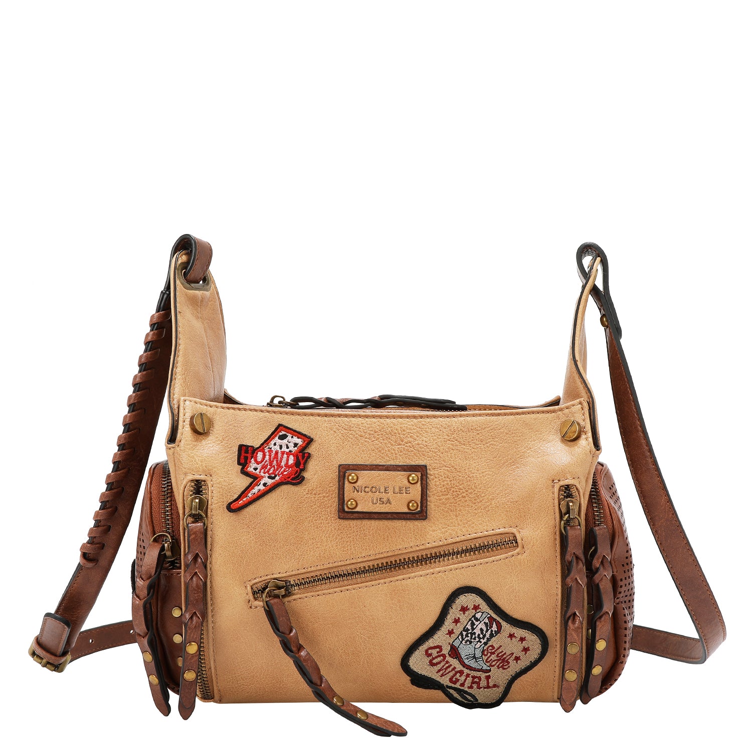 BOLSO MENSAJERO VINTAGE CON PARCHE (MARRON)