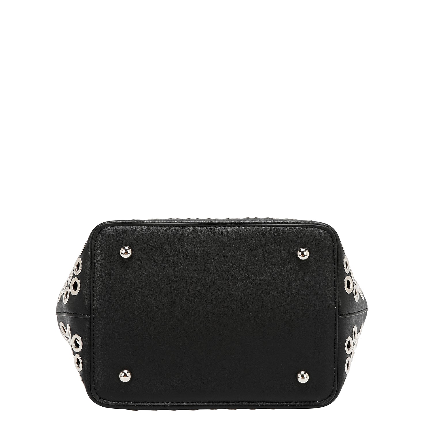 BOLSO SATCHEL CON BORDE DE OJALES (NEGRO)