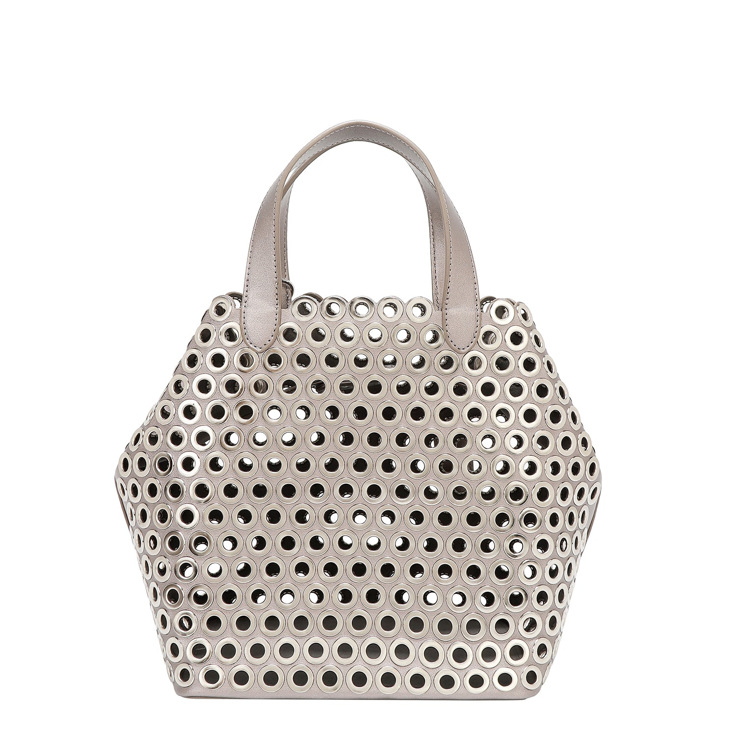 SATCHEL BAG WITH EYELETTE EDGE (SILVER)