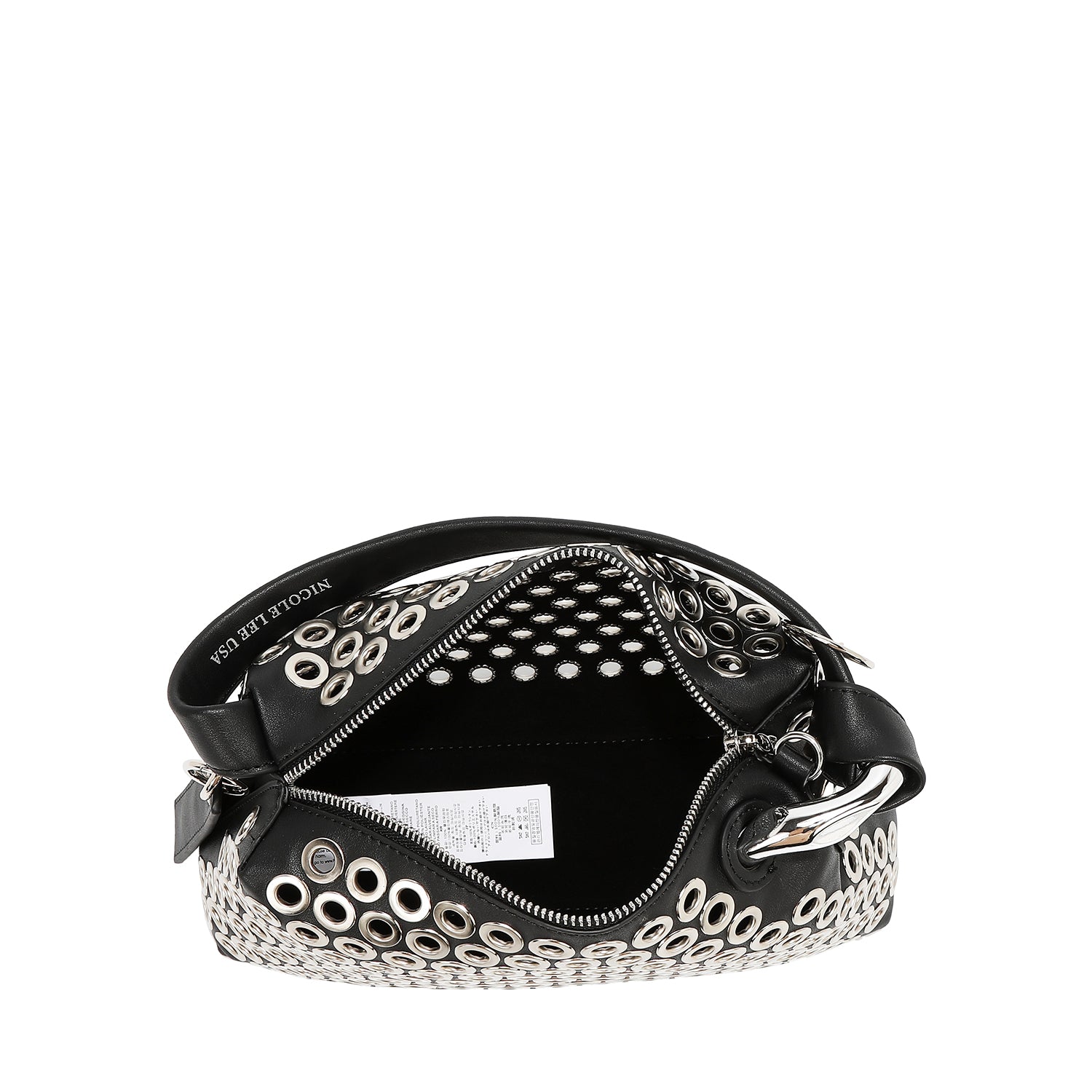 BOLSO DE HOMBRO CON BORDE DE OJALES (NEGRO)