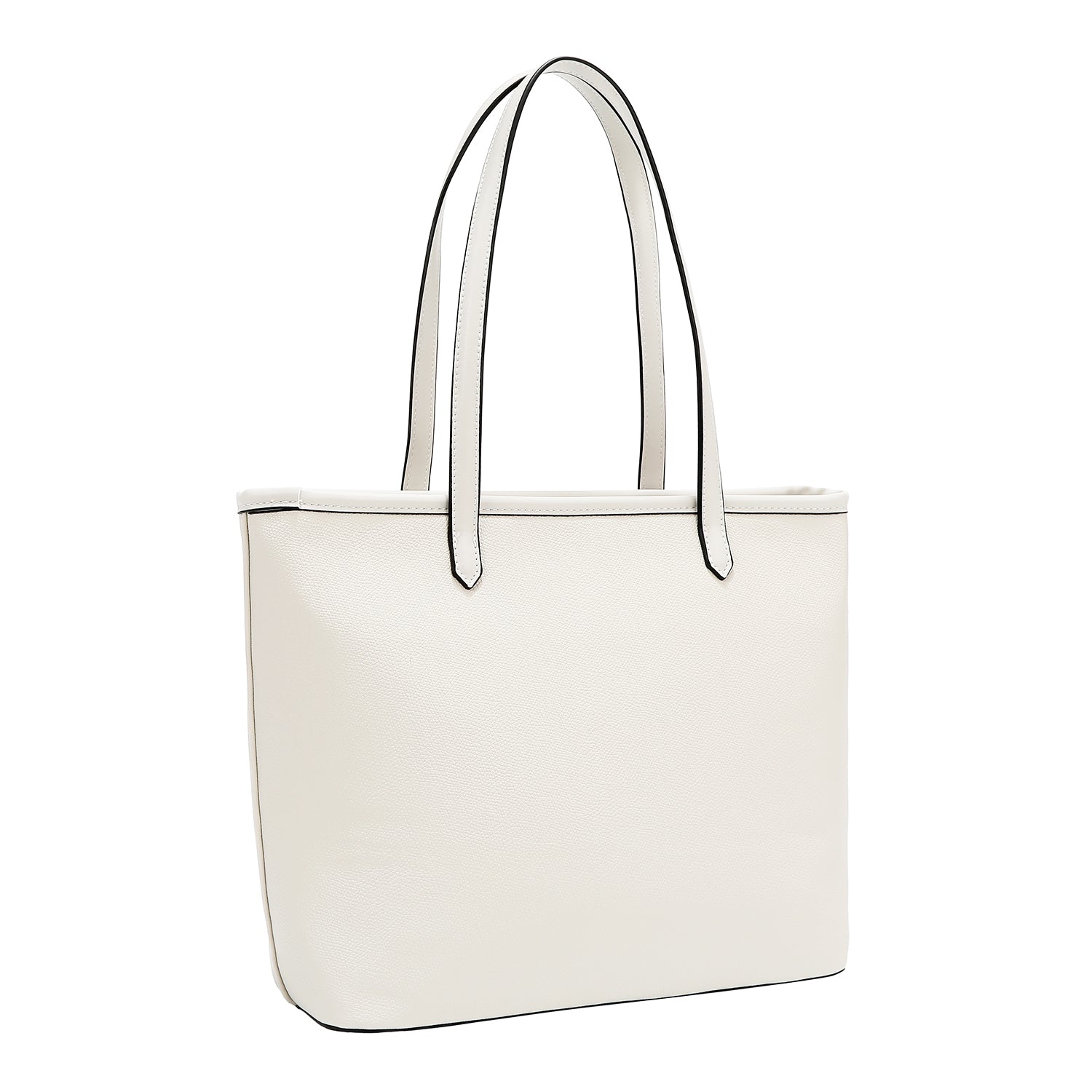 BOLSO SHOPPER CON BOLSILLO Y BLOQUES DE COLOR (BLANCO)