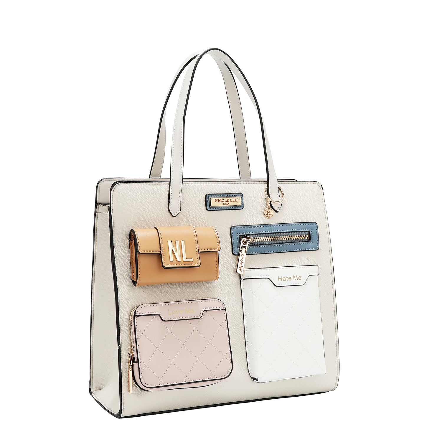 Pocket bag with color blocks (white)
