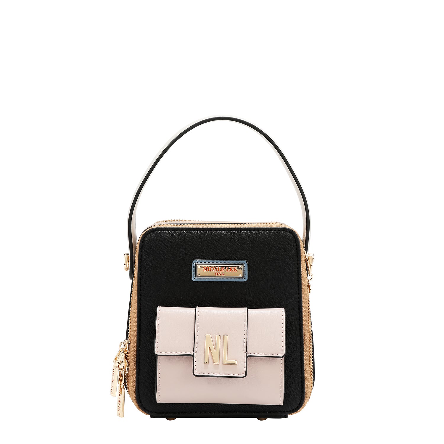 Bandolera with pocket and color blocks (black)