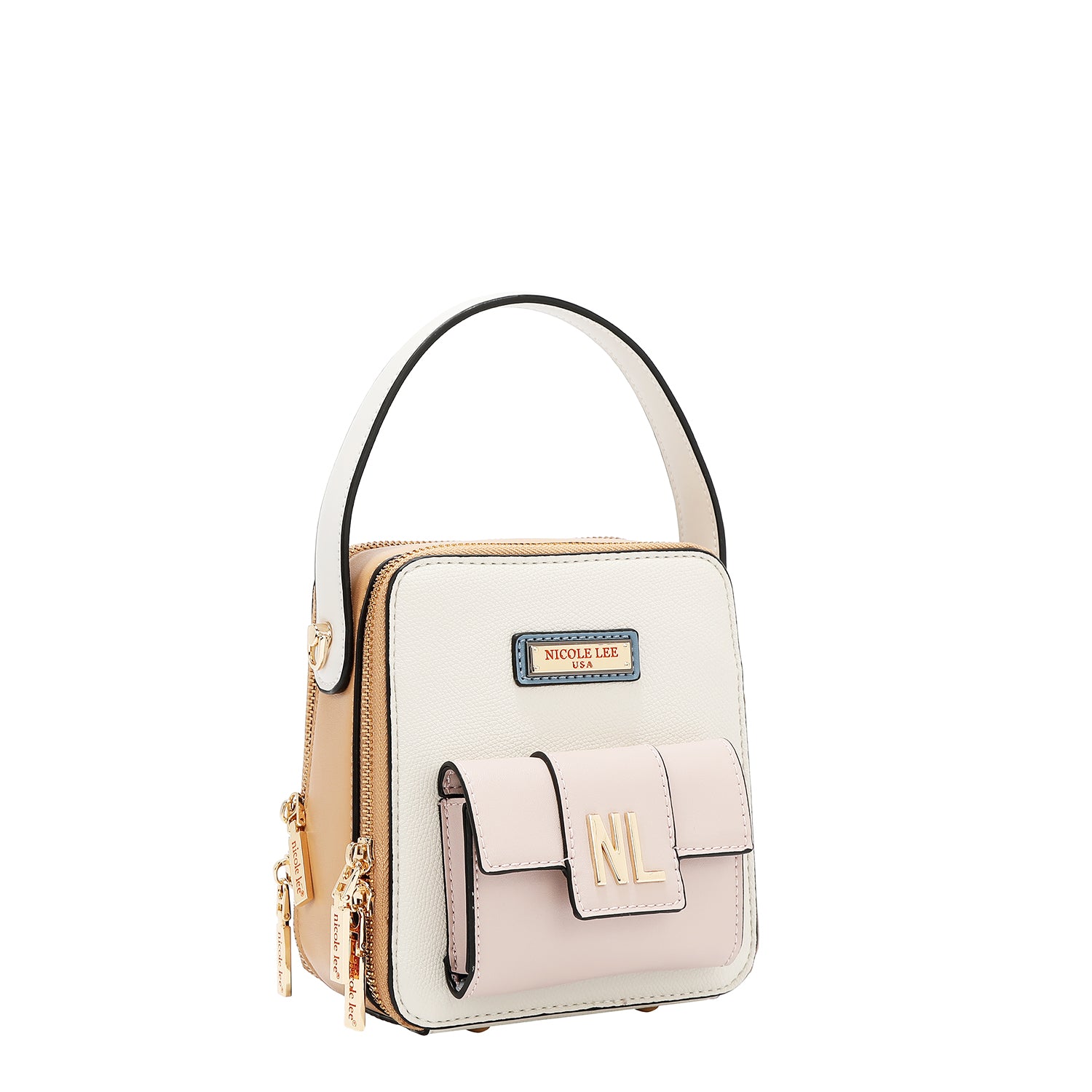 BANDOLERA CON BOLSILLO Y BLOQUES DE COLOR (BLANCO)