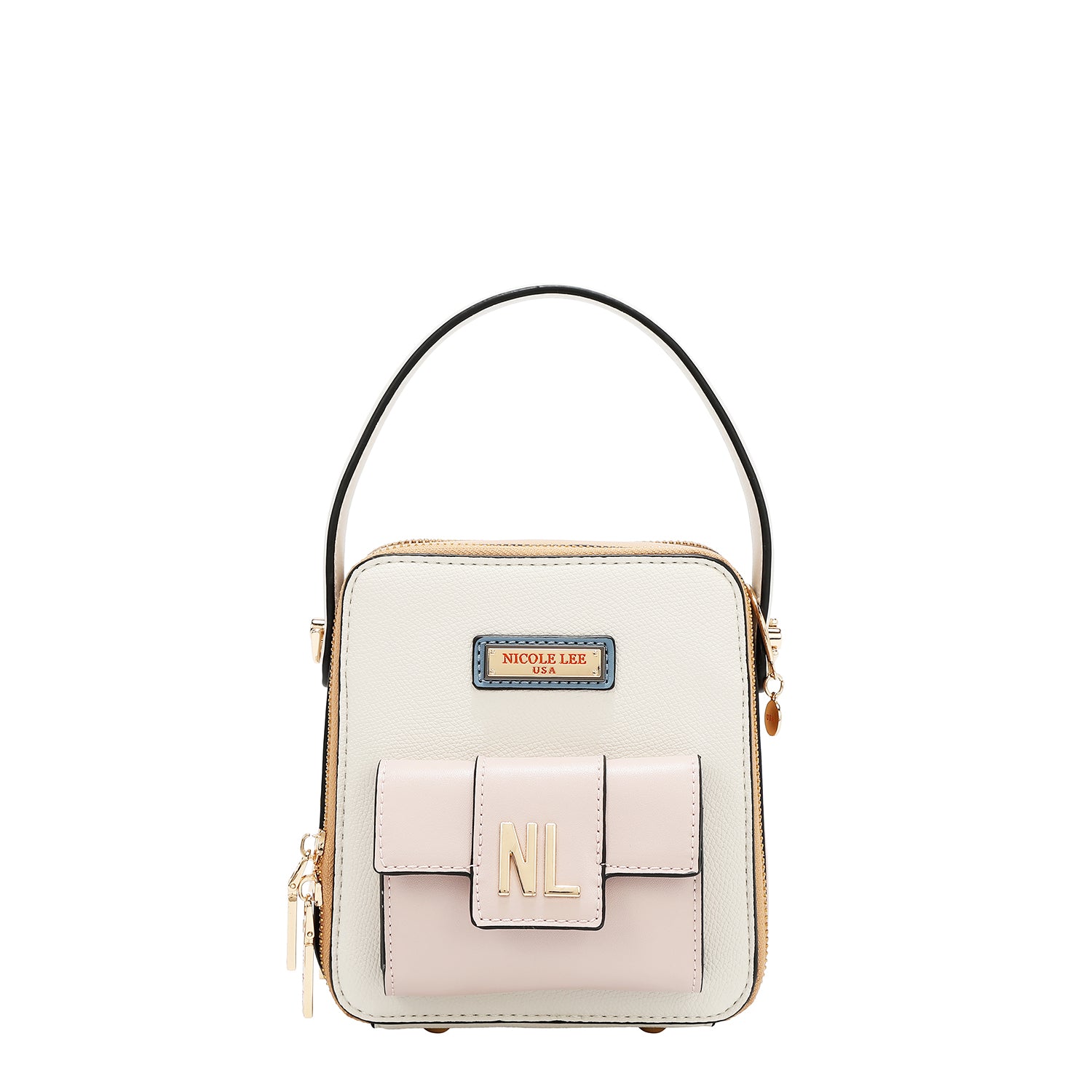 Bandolera with pocket and color blocks (white)