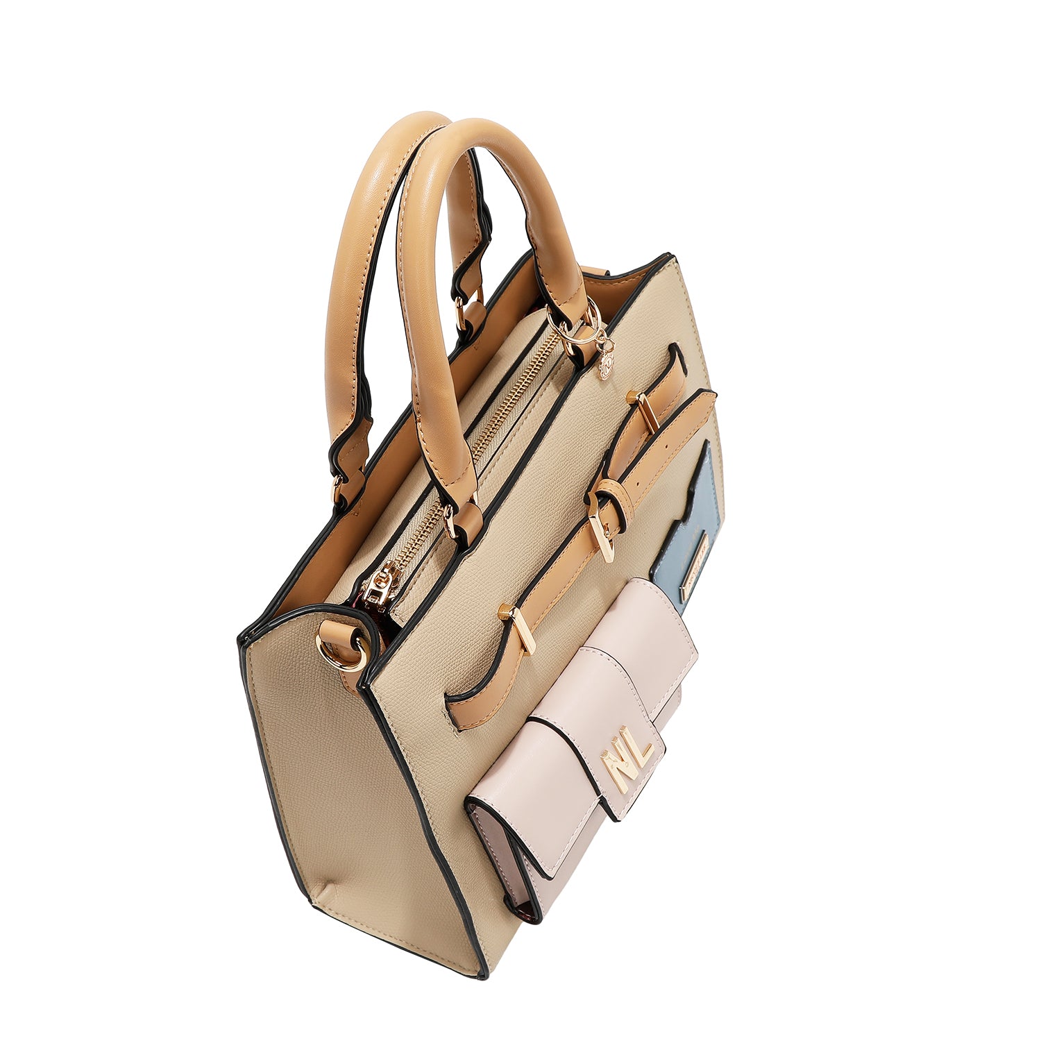 Bolsa de bolso com blocos de cores (taupe)