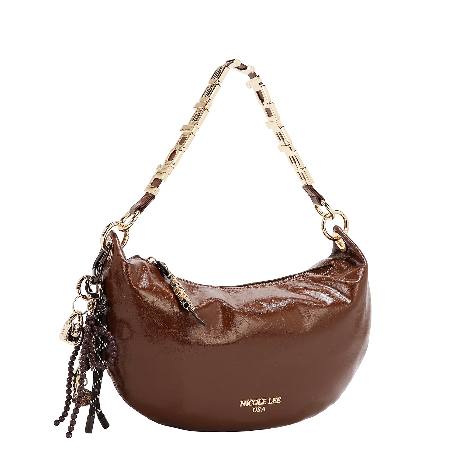 BOLSO DE HOMBRO BRILLANTE LUXE (MARRON)