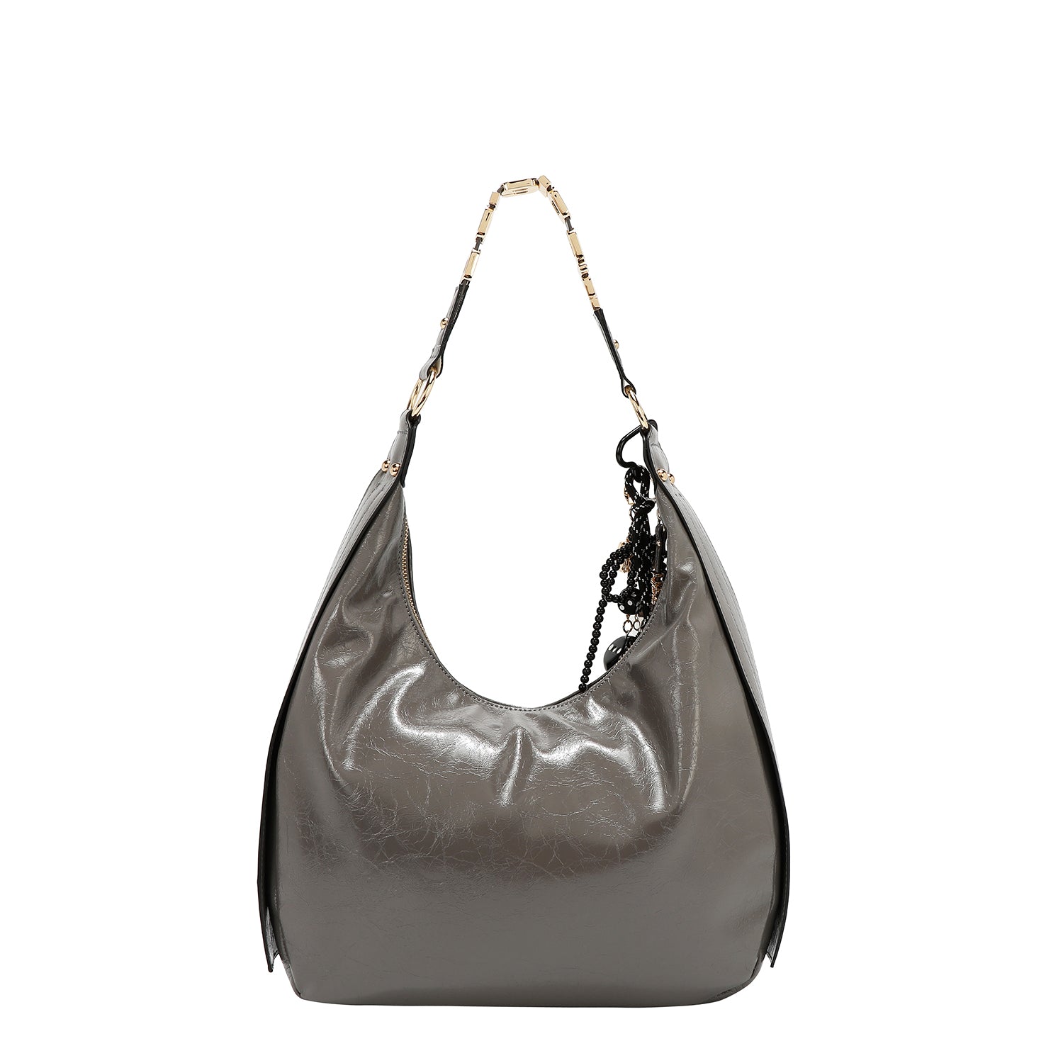 BOLSO HOBO LUXE CON BRILLO (GRIS)