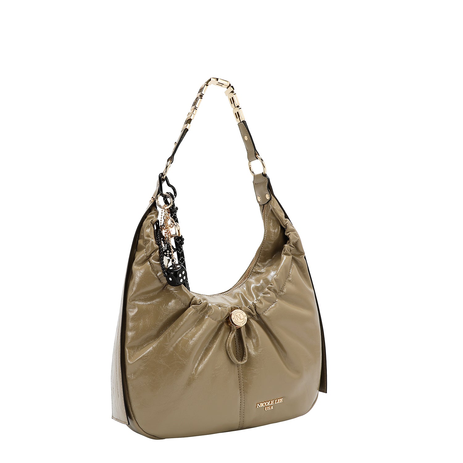 BOLSO HOBO LUXE CON BRILLO (OLIVA)