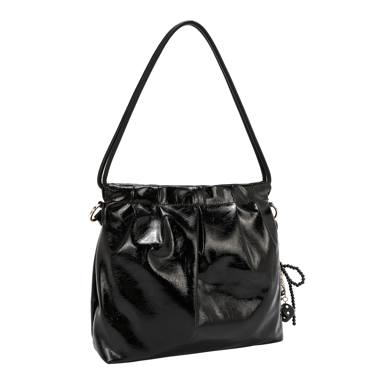 BOLSA DE HOMBRO CUADRADA DE LUJO SHIMMER (NEGRO)