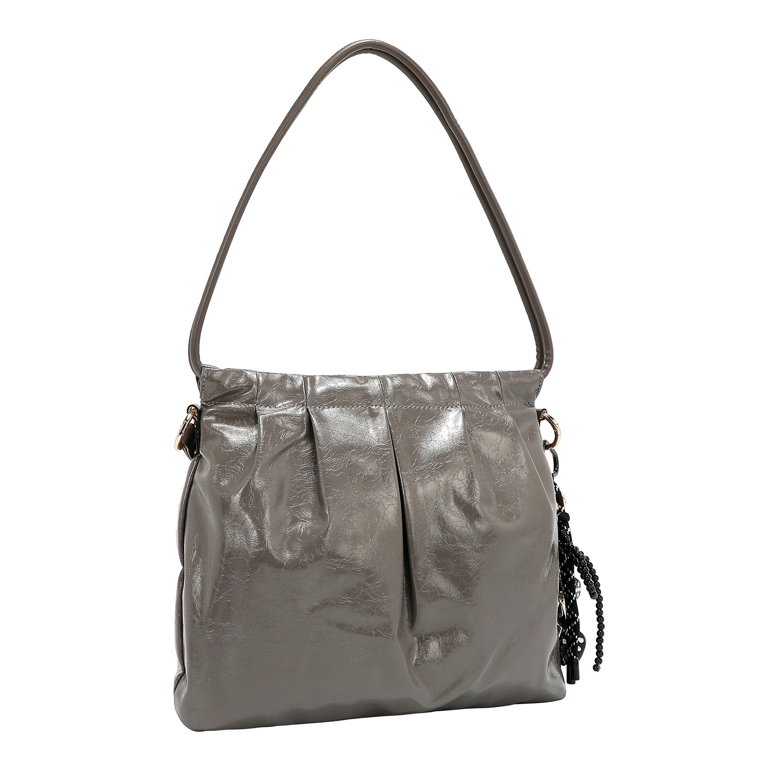 BOLSA DE HOMBRO CUADRADA DE LUJO SHIMMER (GRIS)