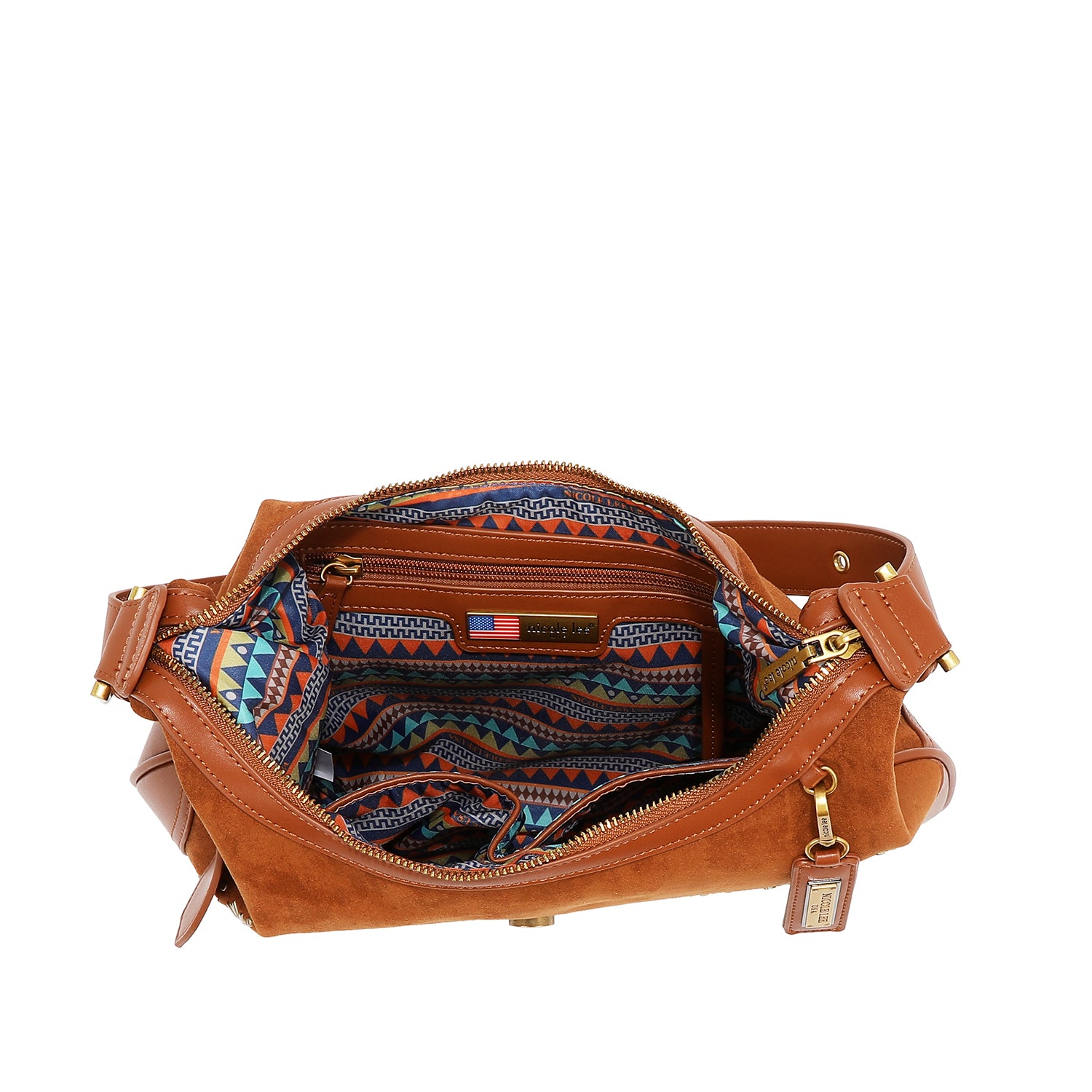 BOLSO DE HOMBRO CON DISEÑO FLORAL EN FORMA DE MEDIA LUNA (NEGRO)