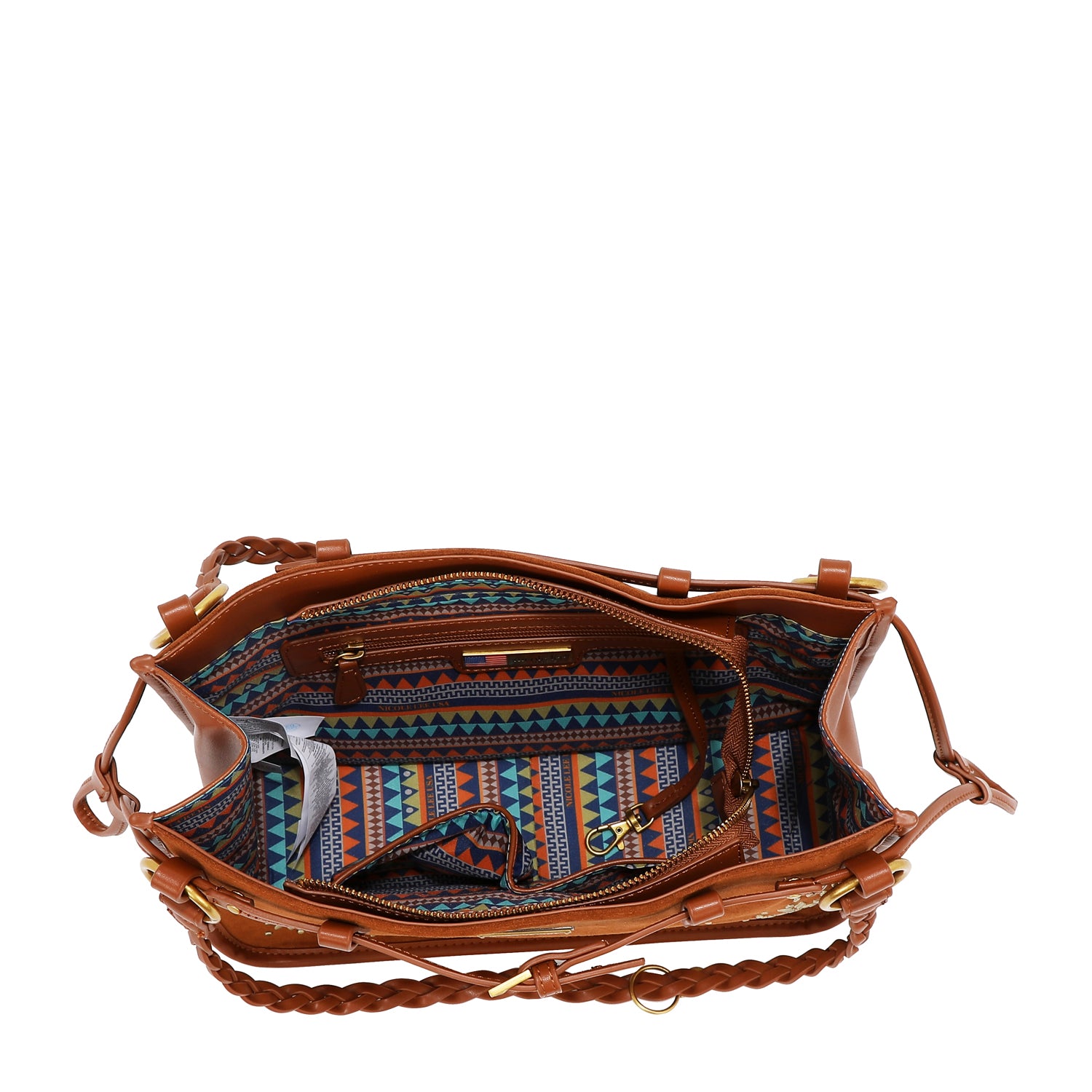 BOLSO DE MANO CON DISEÑO FLORAL (OLIVA)