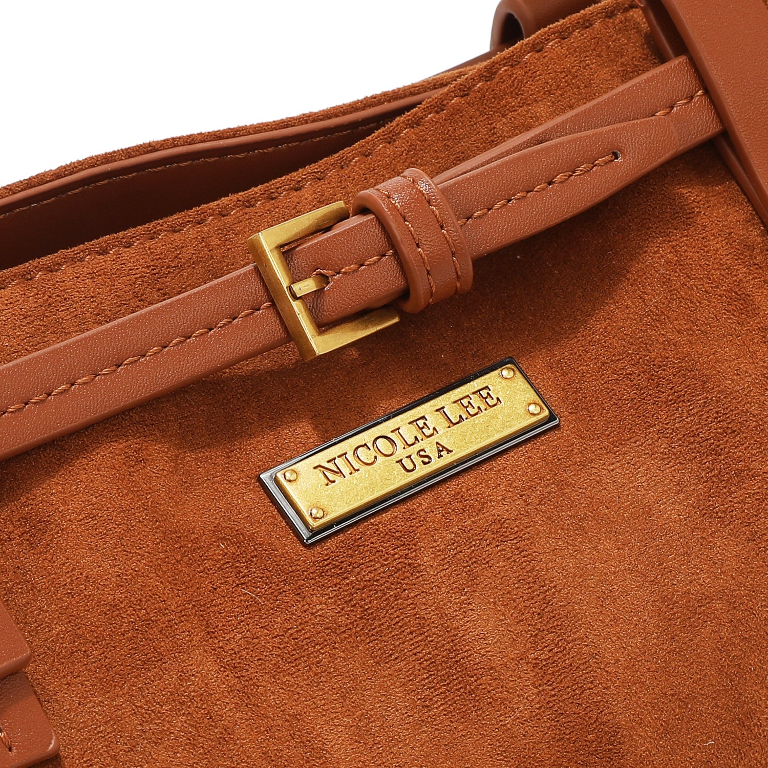 BOLSO DE MANO CON DISEÑO FLORAL (MARRON)