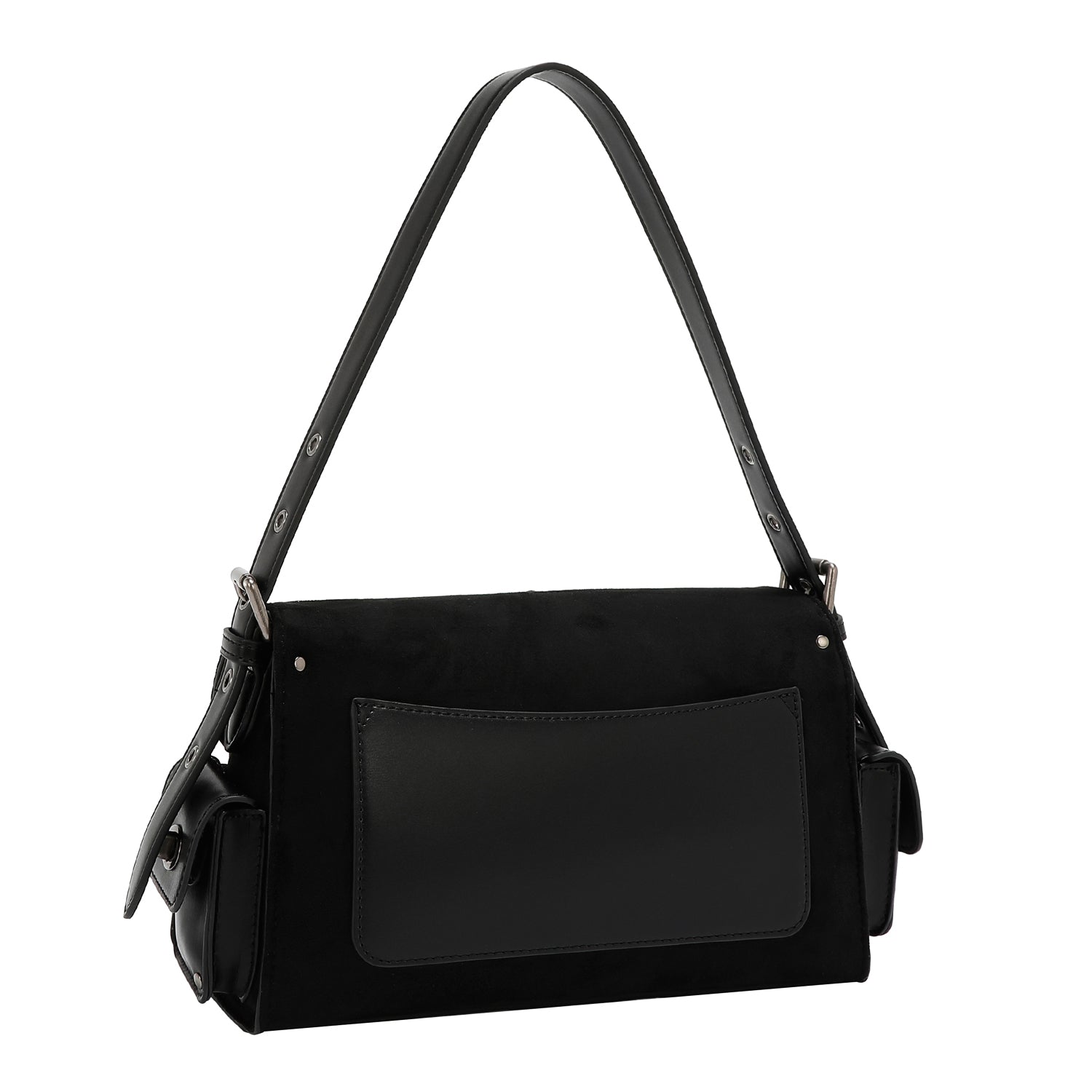 BOLSO DE MANO CON DISEÑO FLORAL (NEGRO)